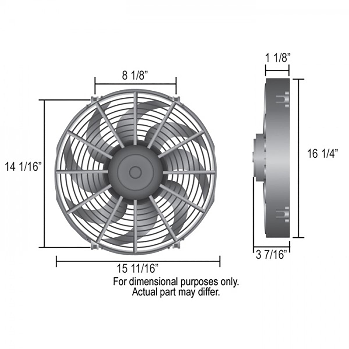 Derale High Output Curved Blade Pull Type Thermo Electric Fan 16 Inch - 16116