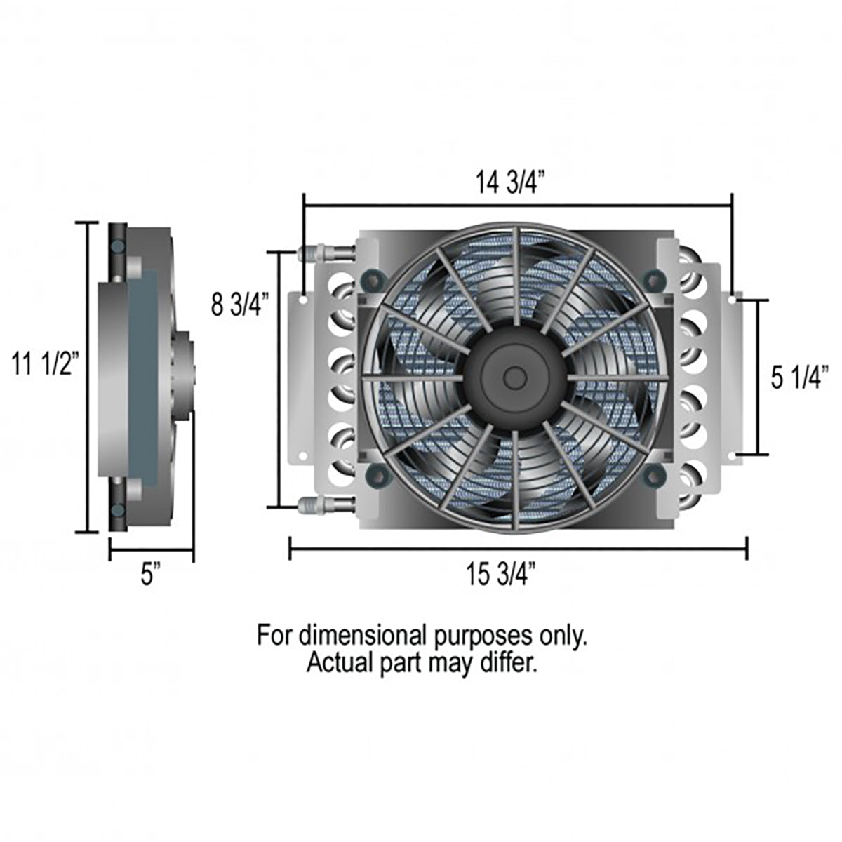 Derale Electra-Cool 16 Pass Remote Transmission Cooler Kit 8AN inlets - 15900