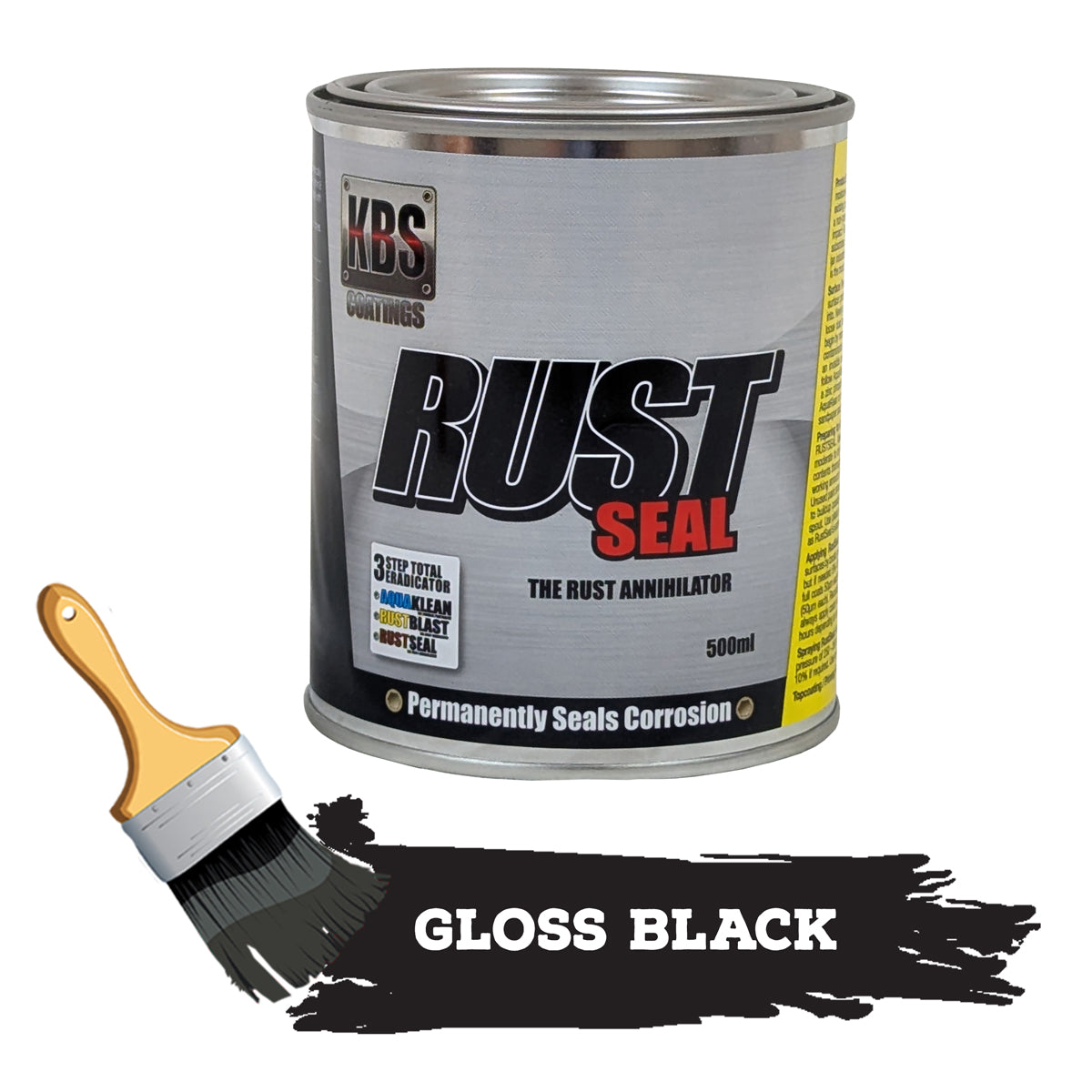 KBS RustSeal GLOSS BLACK 500ml Rust Seal Paint Rust Preventive Coating - 4301