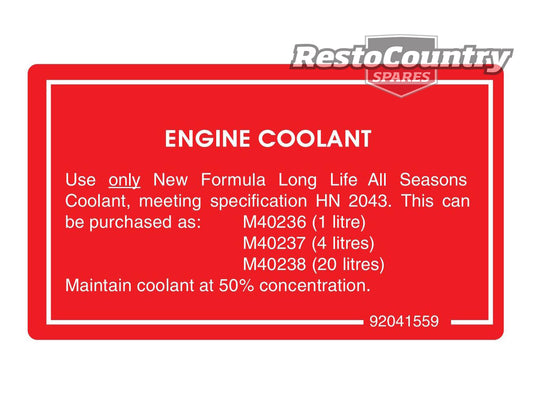 Decal Engine Coolant Info Radiator Overflow Bottle VN VG VQ VP VR VS All - 92041559