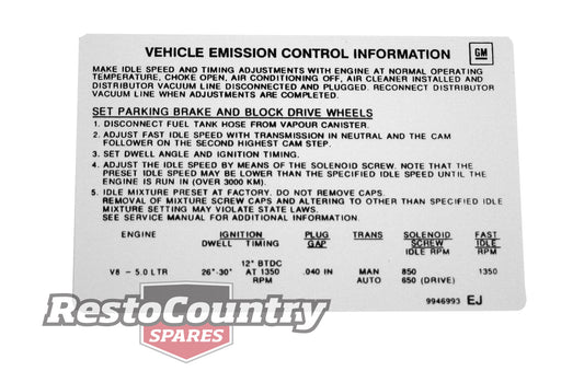 Decal Emission LX Torana HZ & VB Commodore 5 Litre - BD1046