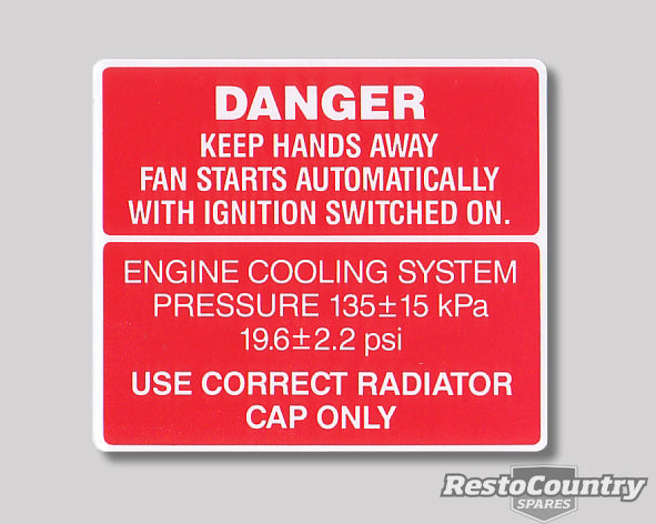 Decal Fan Warning & Cooling System VN Series2 VG VP VQ VP VR VS V6 - BD1109