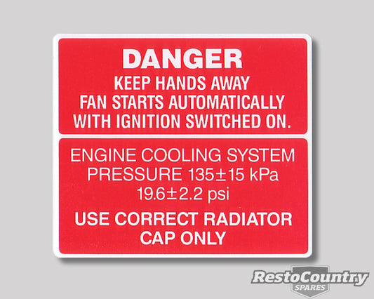 Decal Fan Warning & Cooling System VN Series2 VG VP VQ VP VR VS V6 - BD1109