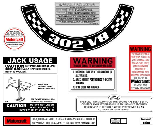 Decal Kit XA ZF 302 V8 With Small Air Cleaner - BD2069