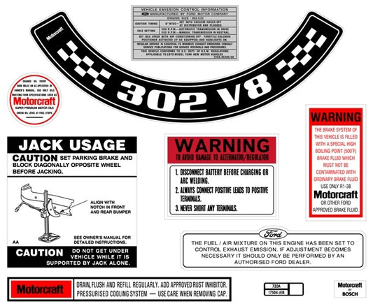 Decal Kit XA ZF 302 V8 With Large Air Cleaner - BD2069L