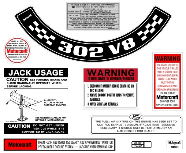 Decal Kit XB ZG 302 V8 With Large Air Cleaner - BD2072L