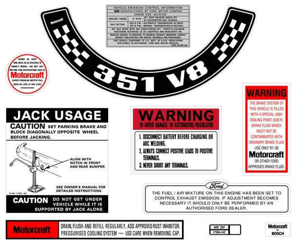 Decal Kit XB ZG 351 V8 With Small Air Cleaner - BD2073