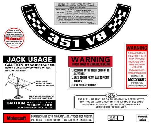 Decal Kit XB ZG 351 V8 With Small Air Cleaner - BD2073