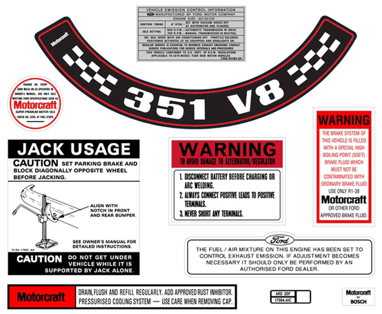 Decal Kit XB ZG 351 V8 With Large Air Cleaner - BD2073L