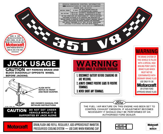 Decal Kit XB ZG 351 V8 With Large Air Cleaner - BD2073L