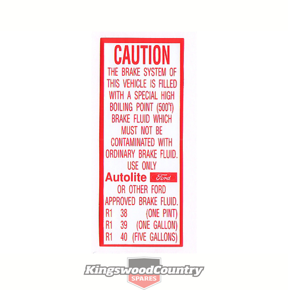 Decal XW XY ZC ZD Brake Fluid Autolite - BD4226