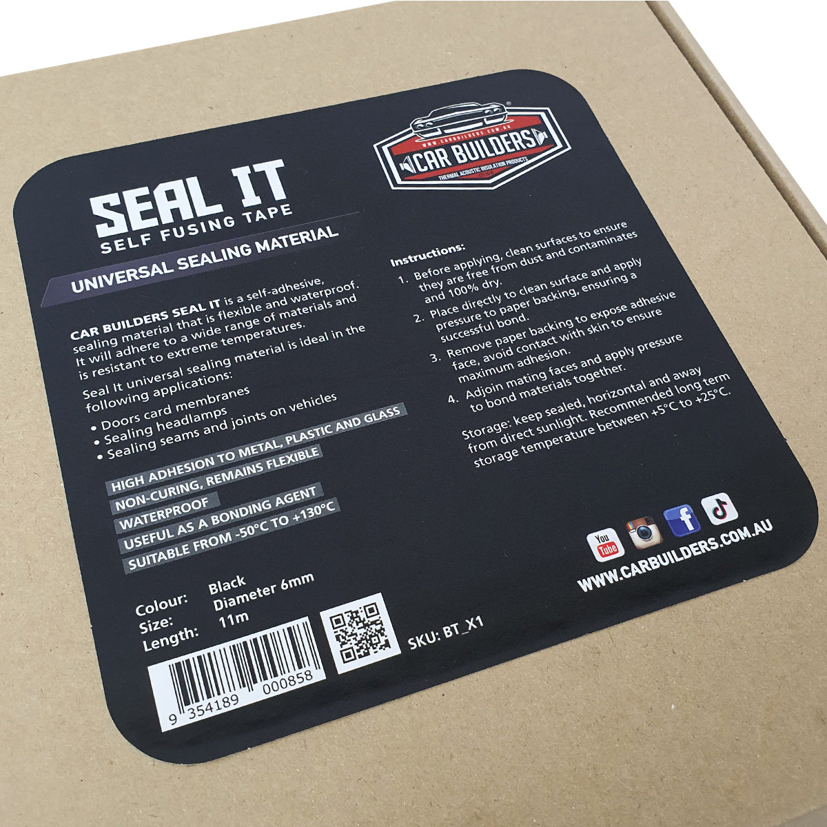 Car Builders Seal It Waterproof Self-Fusing Butyl Tape 6mm x 10m - BT