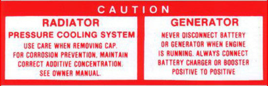 Decal Radiator And Generator HD HR HK HT HG LC GTR XU1 - D1034