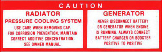 Decal Radiator And Generator HD HR HK HT HG LC GTR XU1 - D1034