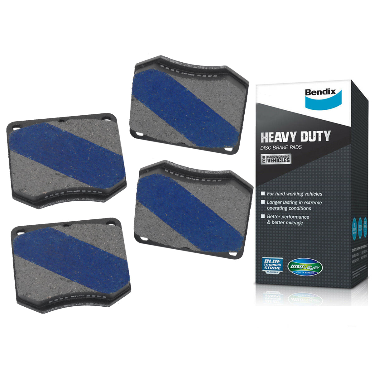 Bendix Heavy Duty Front Disc Brake Pads (Girling 16M Caliper) Holden HK HT HG LC LJ / Ford XP XR XT ZA ZB - DB625HD