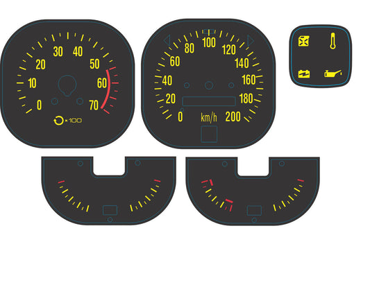 Decal Gauge Kit (Yellow) Torana LX SS/SLR W/Park - DD1001