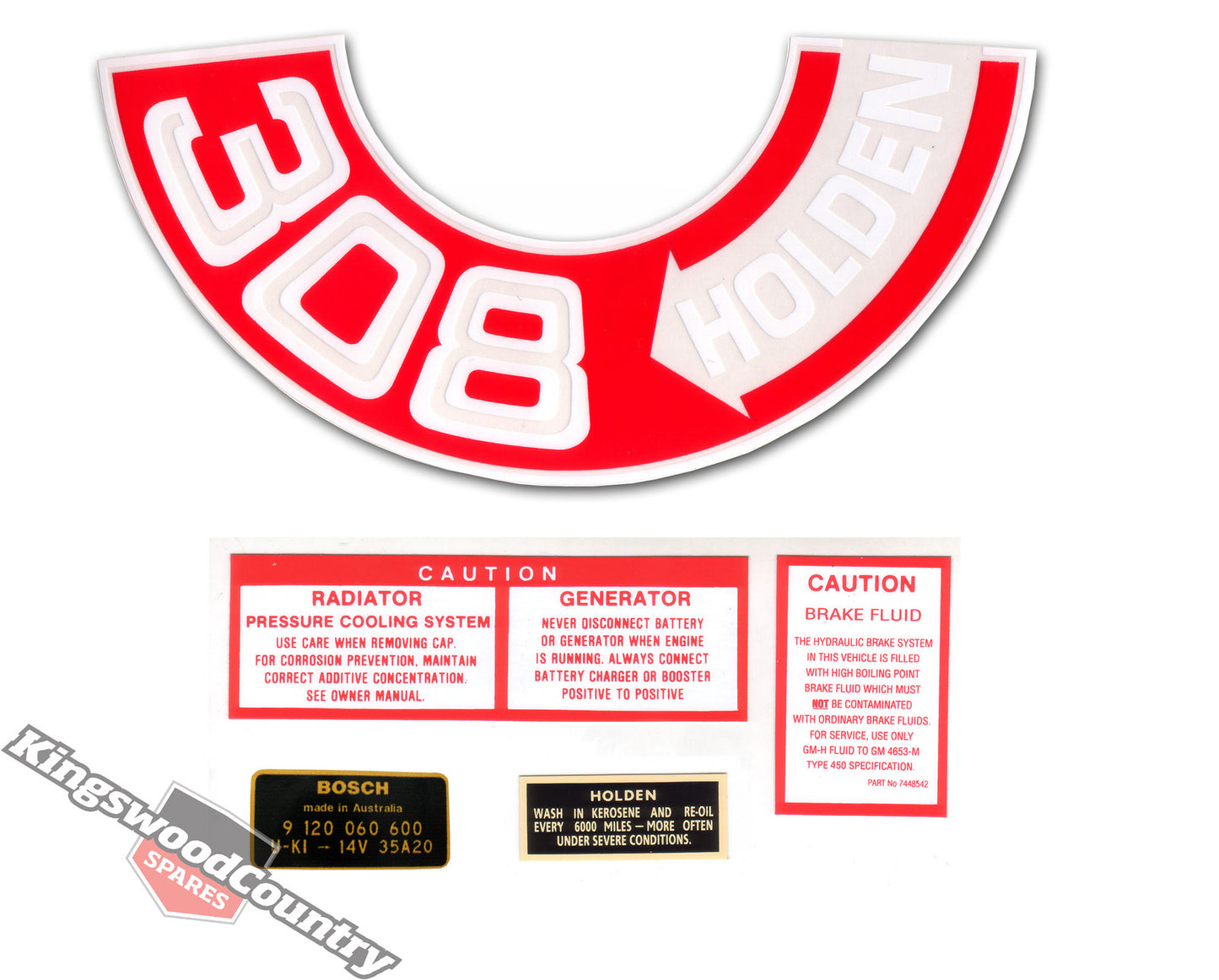 Engine Decal Kit HT HG "308" Holden - ED1017