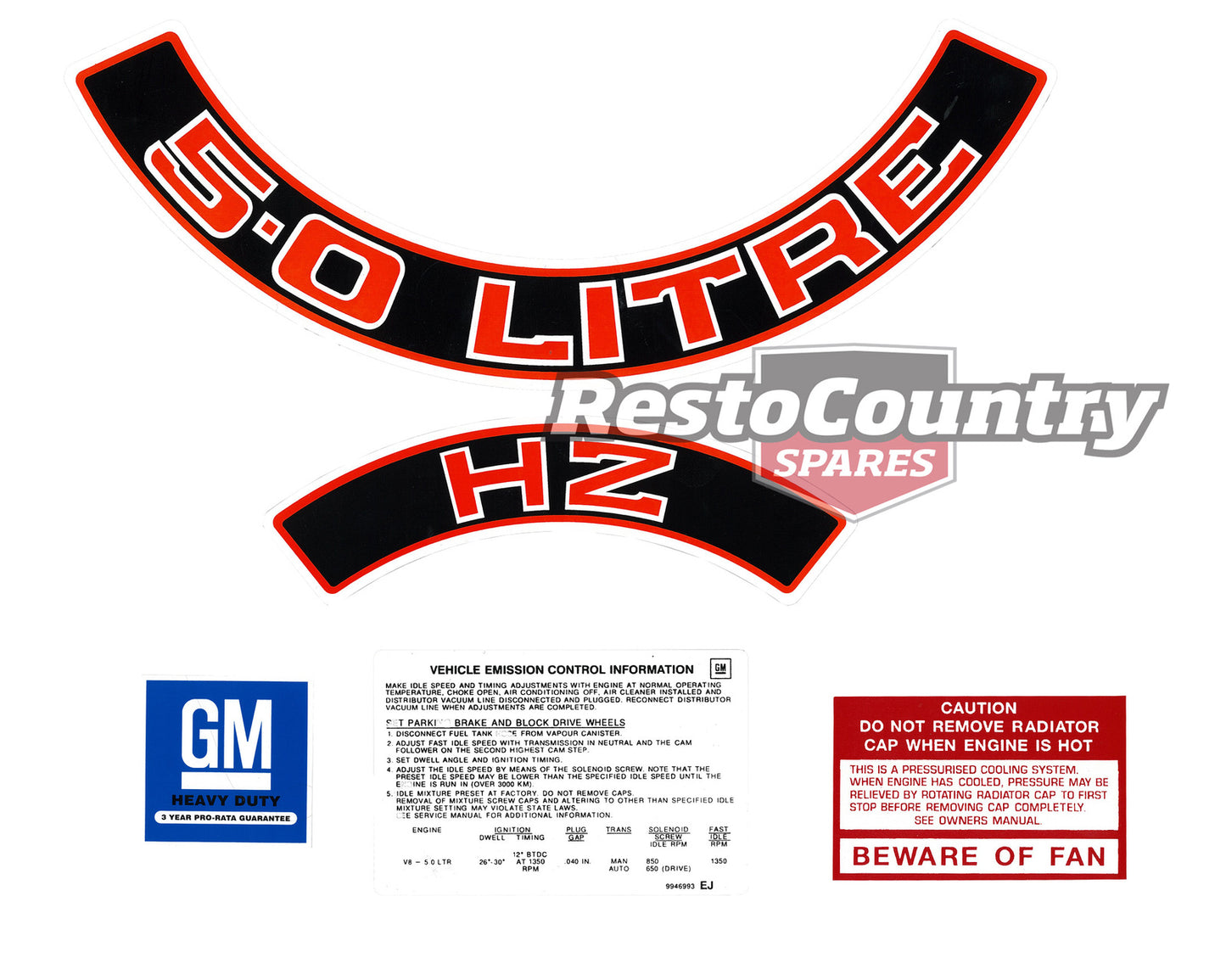 Engine Decal Kit HZ "5.0 Litre" - ED1026