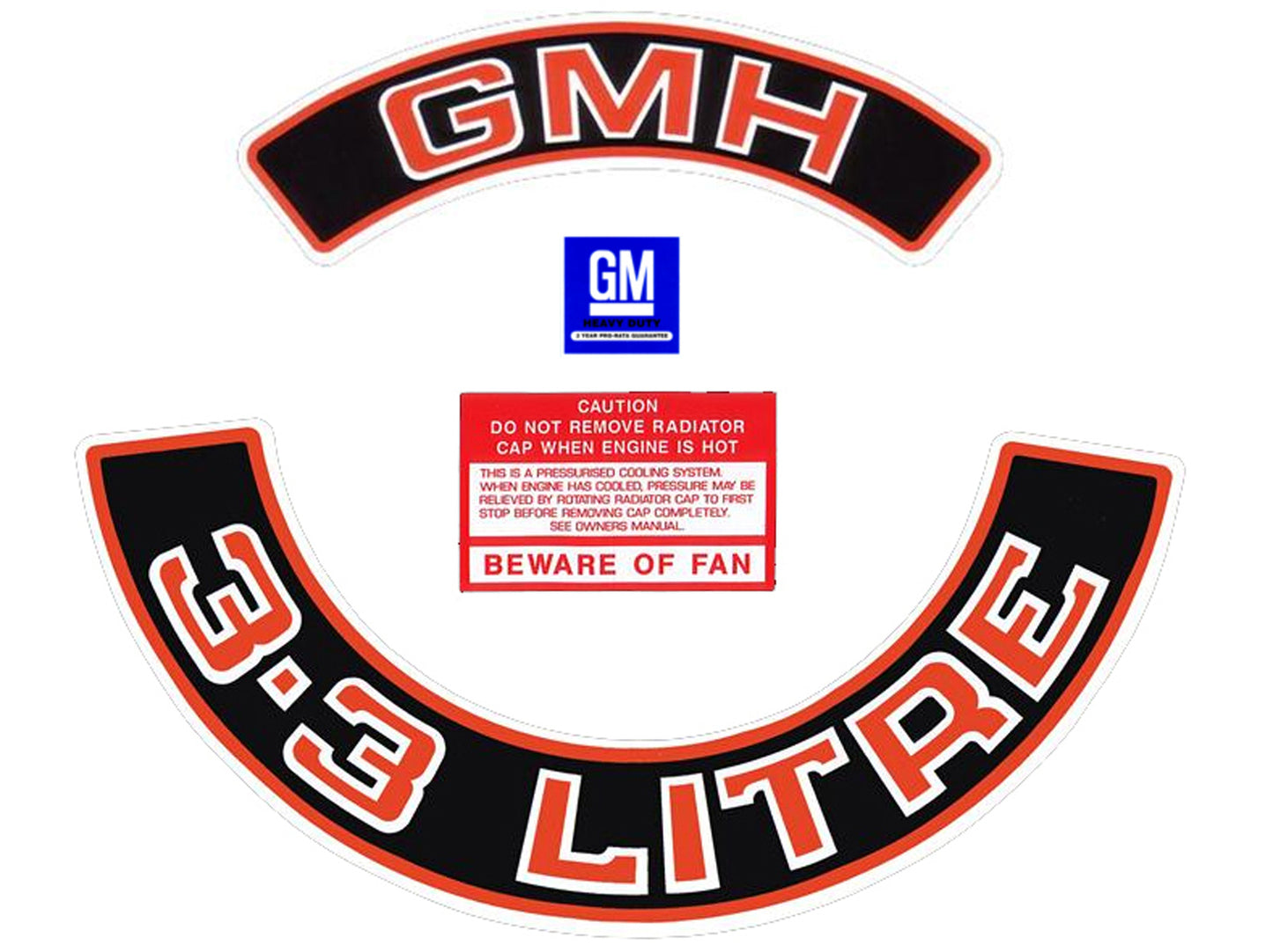 Engine Decal Kit Red HZ WB VB Commodore "3.3 Litre" - ED1028