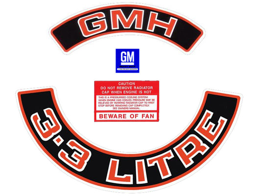 Engine Decal Kit Red HZ WB VB Commodore "3.3 Litre" - ED1028