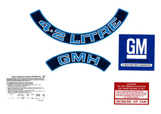 Engine Decal Kit Blue HZ WB VB Commodore"4.2 Litre" - ED1029