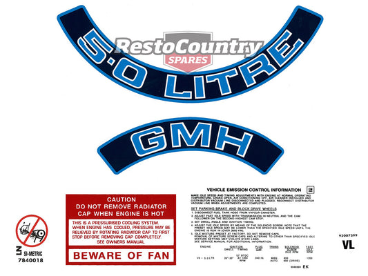 Engine Decal Kit (Blue) VLCommodore "5.0 Litre" - ED1030B
