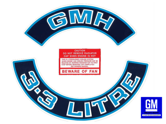 Engine Decal Kit (Blue) WB VB VC VH Commodore "3.3 Litre" - ED1032