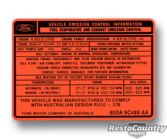 Decal Exhaust Emission XD 302 351 Late (Orange) - ED2000G