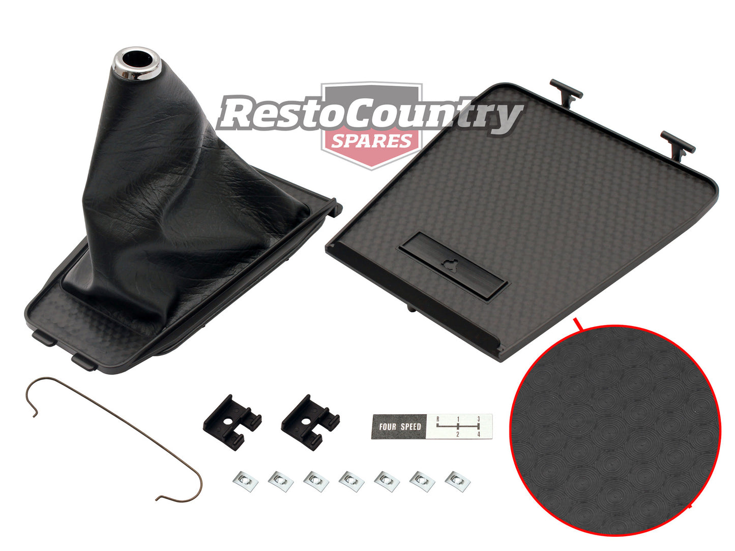 Gear Shift Console Lid Surround & Boot Early HQ 4 Speed (Black) - GSB1006AB