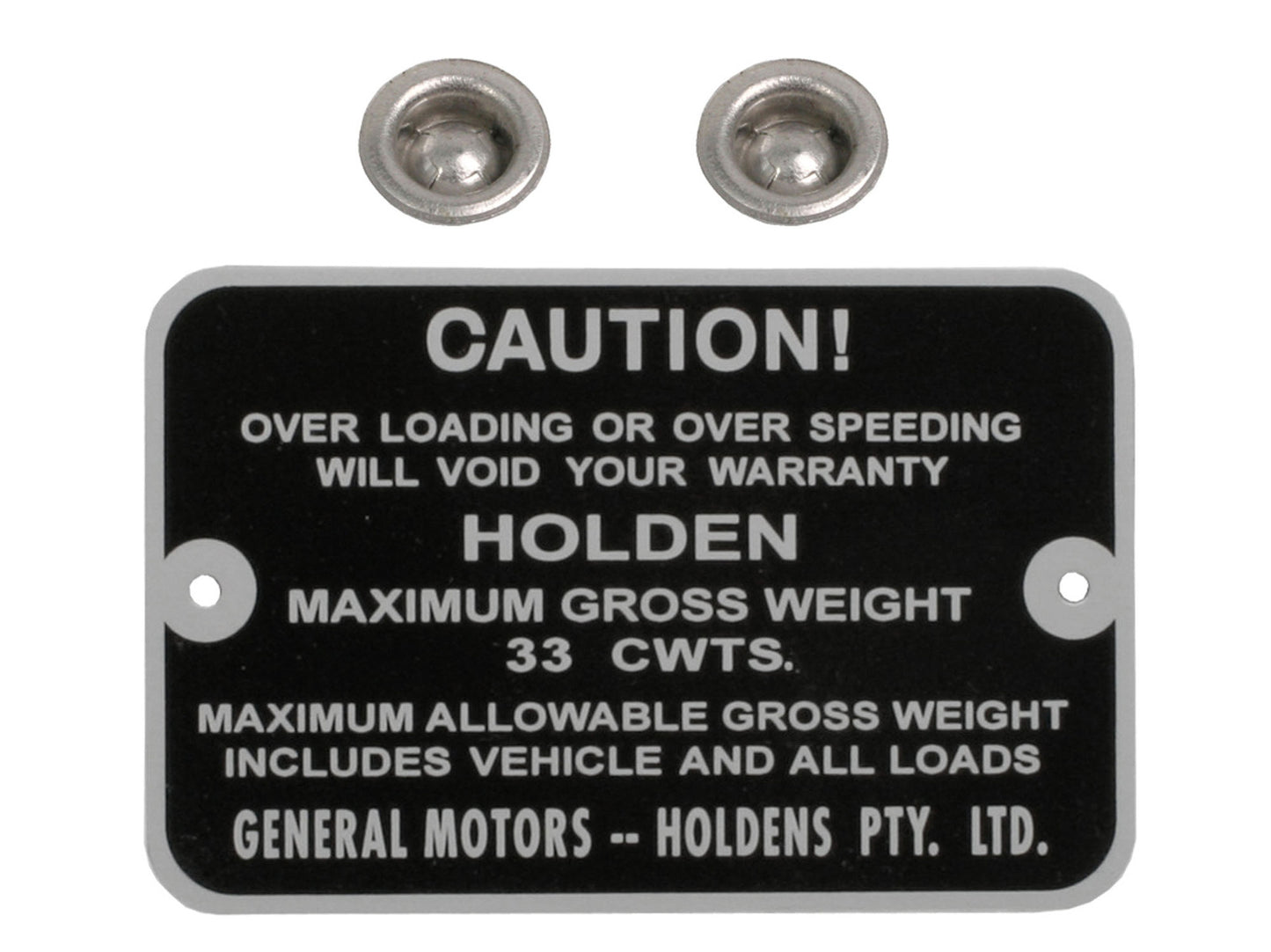 Gross Weight Tag EH Panel Van 33 Cwt - GWT1005