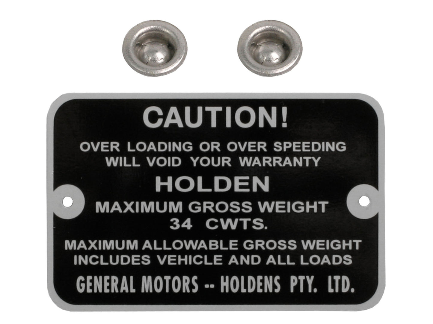 Gross Weight Tag HD HR Panel Van 34 Cwts - GWT1007