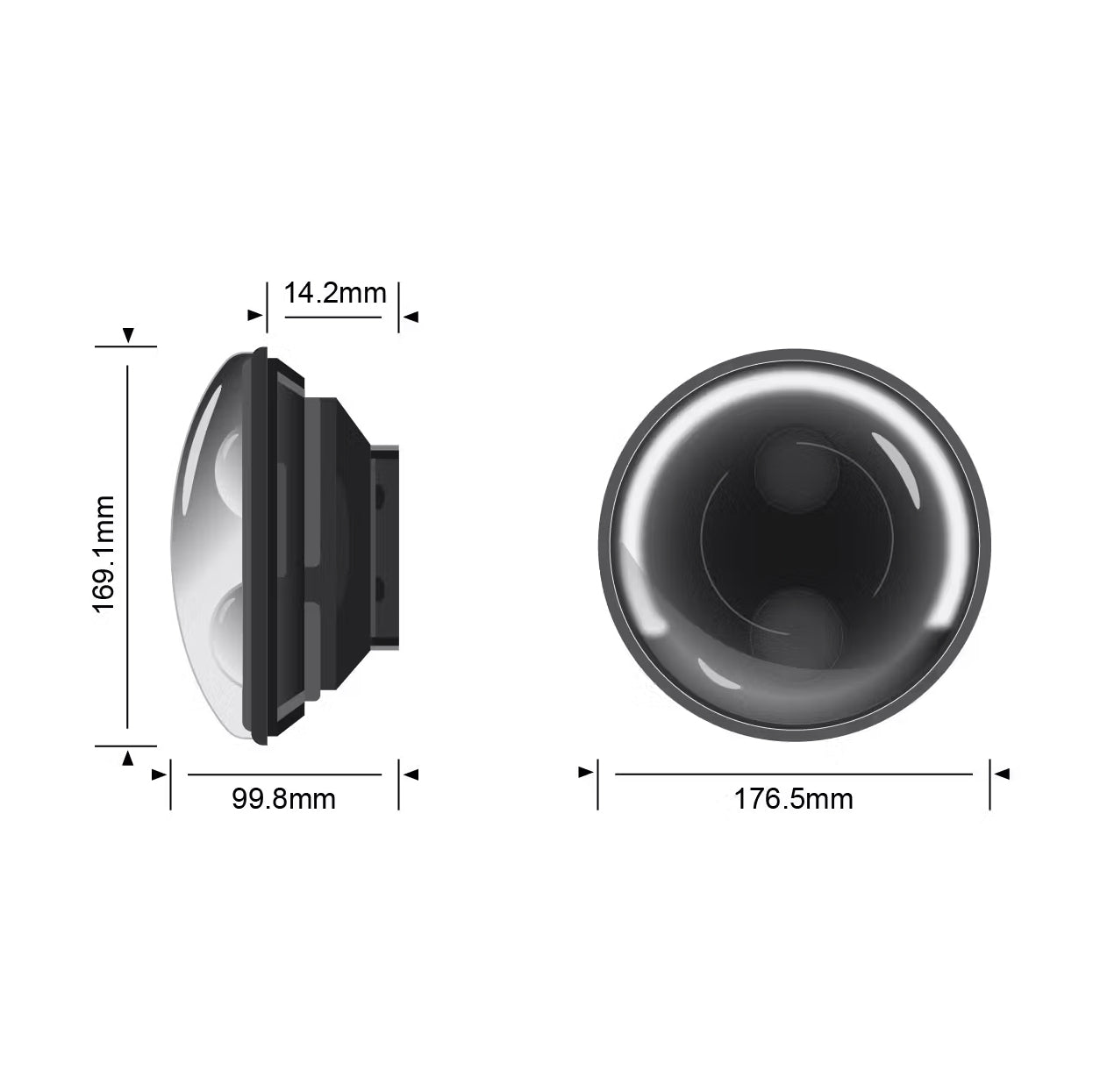 STEDI Headlight Sealed Beam Standard Replacement 7" Carbon Black LED With Parker - LEDMOTO-CARBON-7BLK