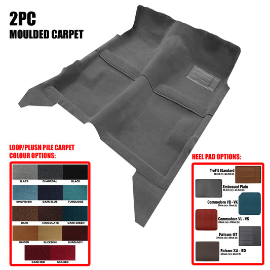TruFit Moulded Carpet Ford Falcon XA XB XC LTD ZF ZG ZH Sedan Wagon Floor Auto Emb Pad Plush Pile 2Pc - MCC-FFALXA-2PC-02-P-A