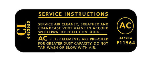 Decal Air Cleaner HK HT HG "307" "Ac F11564" - R206A