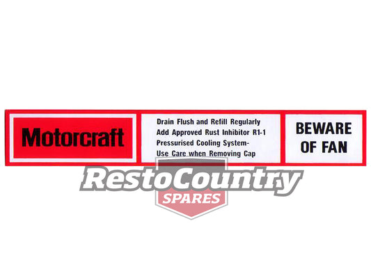 Decal Radiator Support Panel XC XD XE ZH ZJ ZK V8 - RSD2003