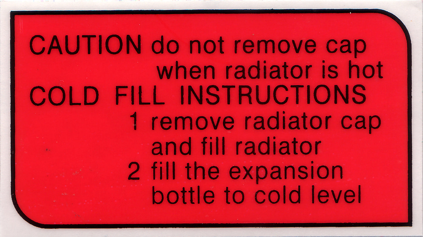 Decal Radiator Fill On Fan Shroud XD XE ZJ ZK V8 - RSD2005