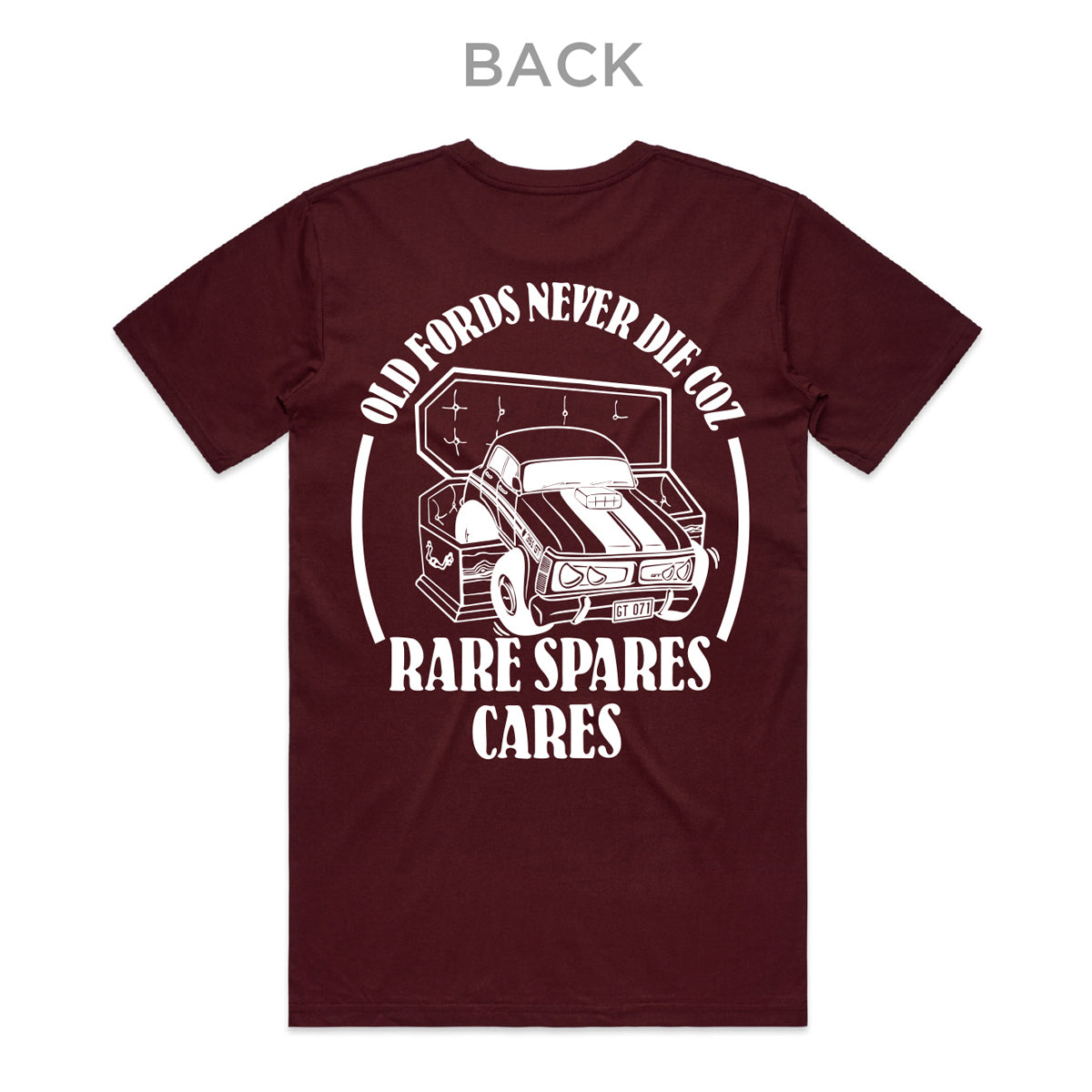 Rare Spares Ford T-Shirt - Burgundy - Black Print - 3XL - RSFTBU-3XL