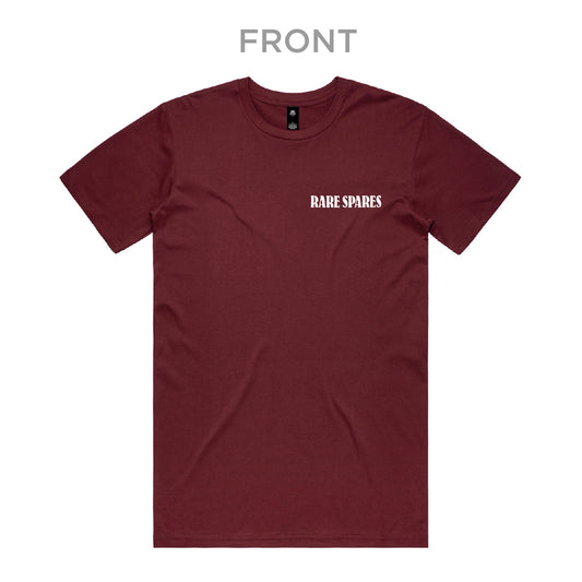 Rare Spares Holden T-Shirt - Burgundy - White Print - 2XL