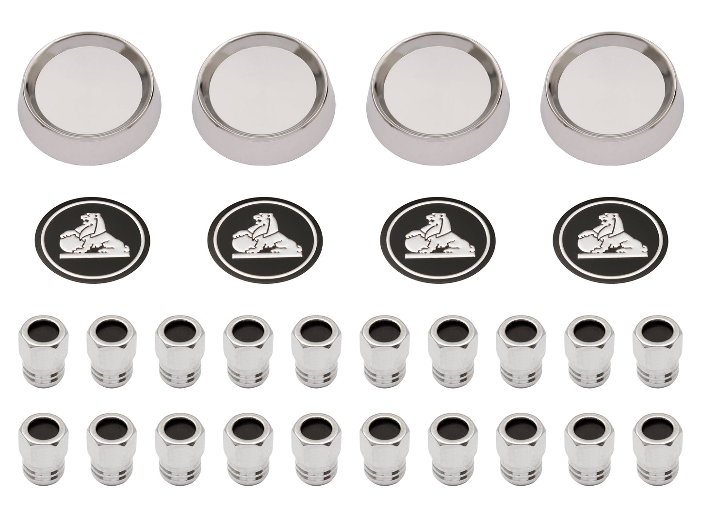 Wheel Centre Cap & Nut Kit (Black Centred Nuts) Holden HQ GTS - WC1006A