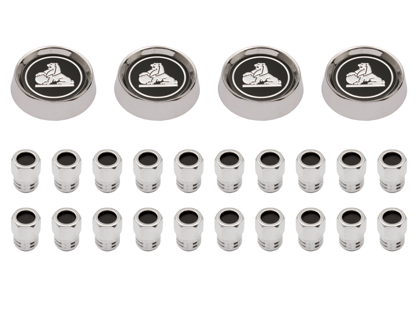 Wheel Centre Cap & Nut Kit (Black Centred Nuts) Holden HQ GTS - WC1006A