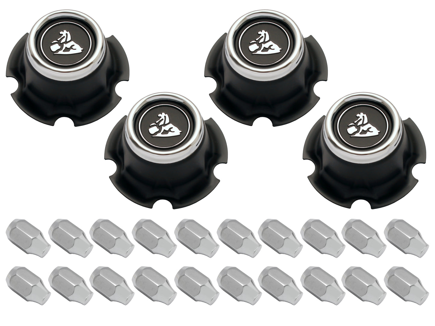 Wheel Centre Cap Kit With Nuts Early LJ Acorn Nuts - WC1008A