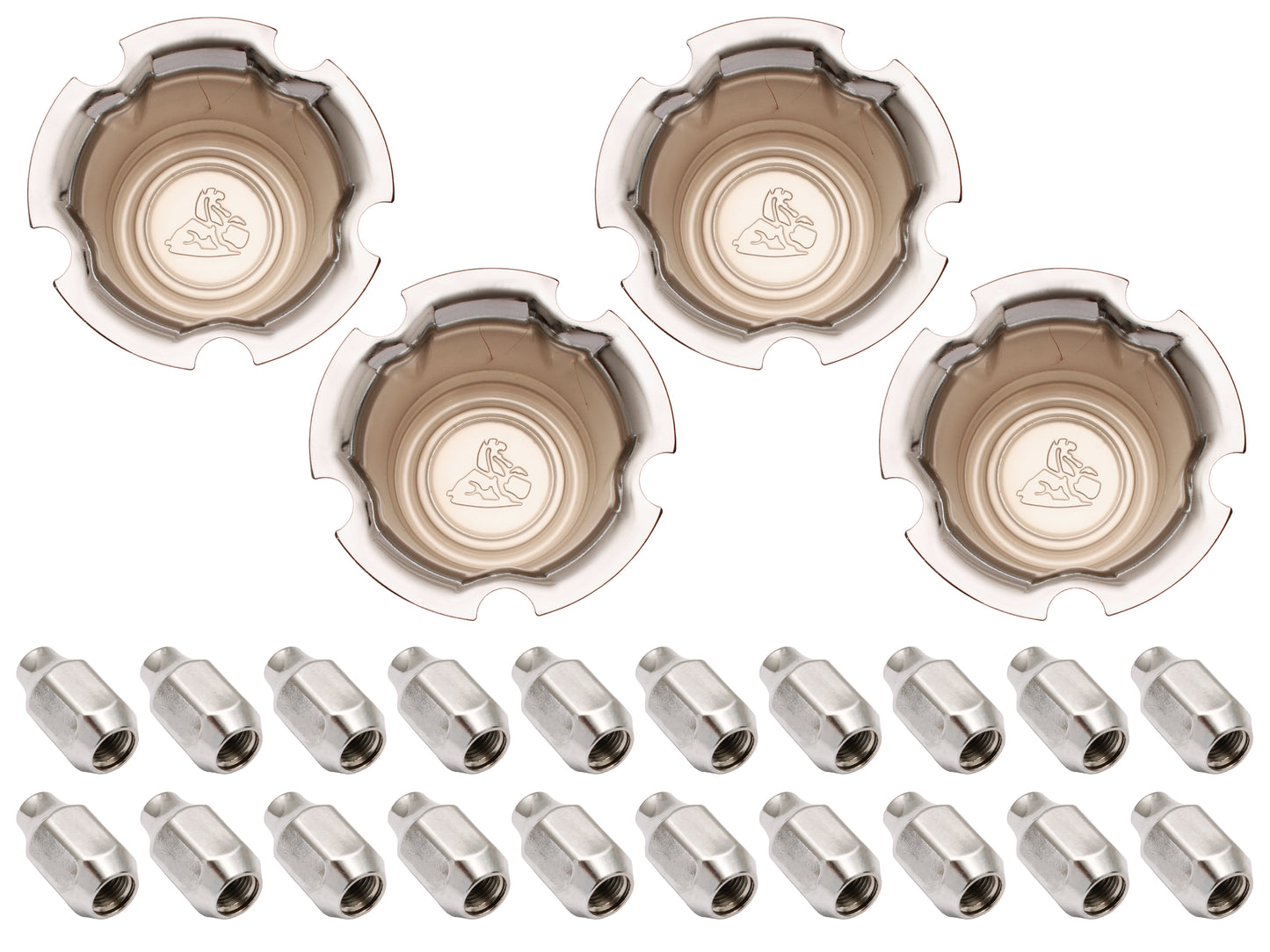 Wheel Centre Cap Kit With Nuts Early LJ Acorn Nuts - WC1008A
