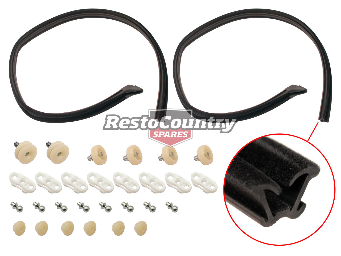 Window Roller Repair Kit HK HT HG Monaro Doors & 1/4 Glass With Bailey Channel - WRK1004
