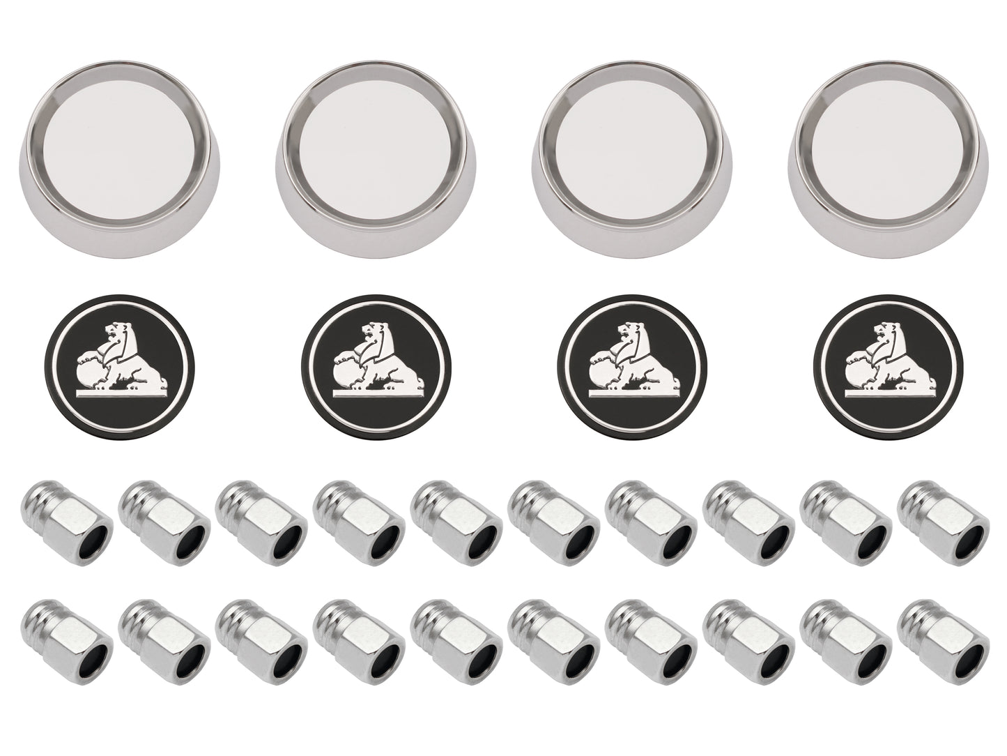 Wheel Centre Cap & Nut Kit (Black Centred Nuts) Holden HQ GTS - WC1006A